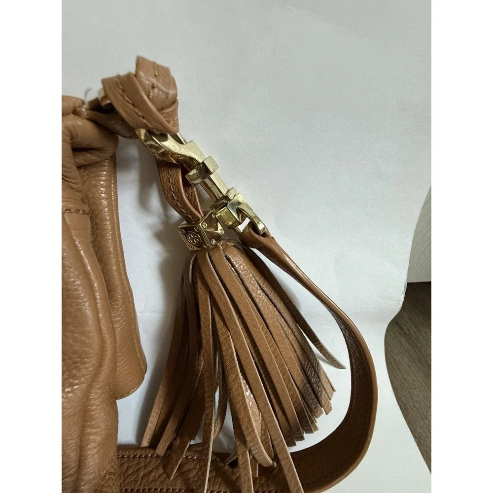 Beautiful Tory Burch Thea Fold-Over Crossbody in Tan Soft Pebbled Leather